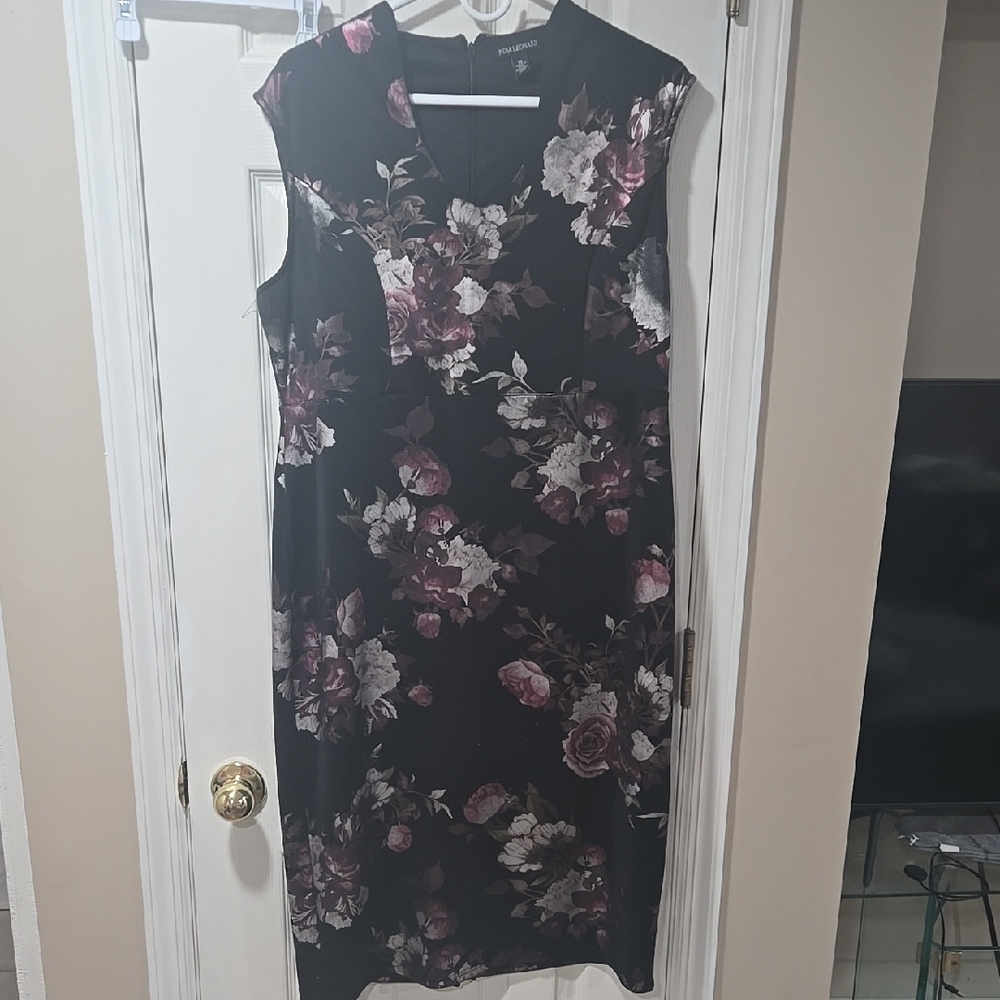Spense Black and Purple Floral Midi Dress